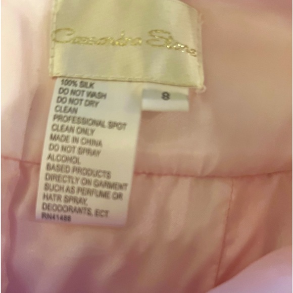 NWT CASSANDRA STONE SILK PINK DRESS W/ LACE OVERLAY DETAILS & BEADS HALTER TOP - Picture 11 of 11